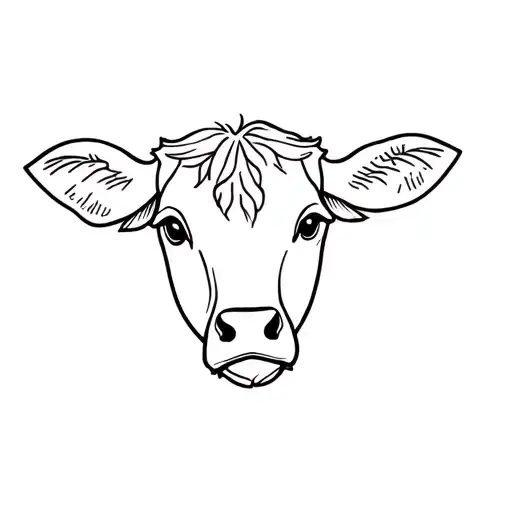 One Fine Line Cute Cow Head