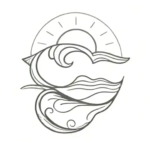 Wave And Sun Setting