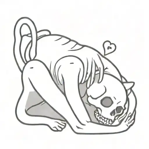 Skeleton Holding A Cat Sleeping