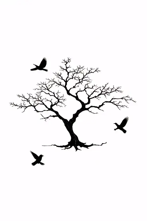 Poison Tree Below Two Sparrows Flying On Forearm