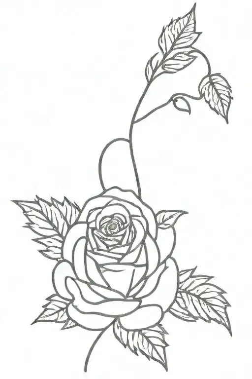 Fern Leaf And Rose Intertwined