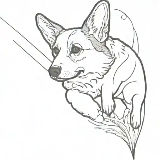 An Abstract Tattoo Combining A Corgi And A Hand In A Creative Way
