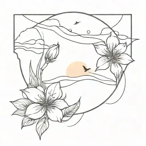 A Romantic Sunset Scene With Flowers Blooming