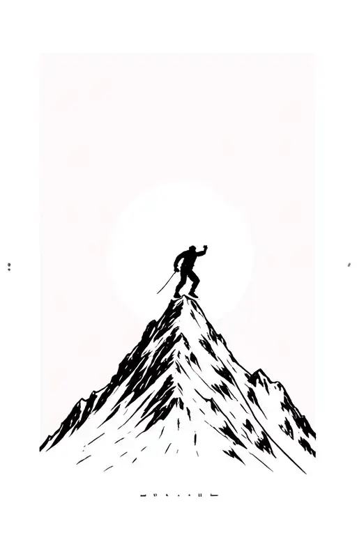 Climber Scaling A Mountain Peak