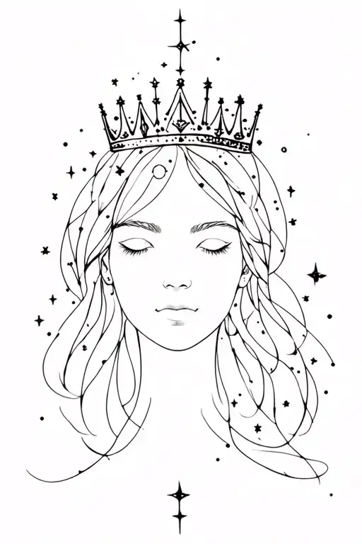 Divine Cosmic Crown Made Of Constellations On Feminine Head