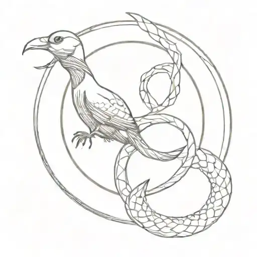 A Bird And A Snake Surrounded By A Circle That Represents Time