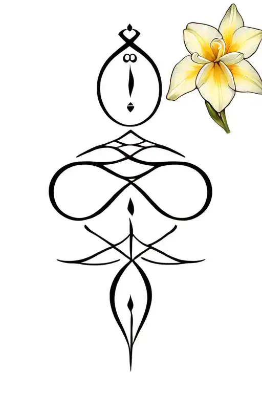 Shanti Symbol Integrated With Unconditional Love Symbol And Freesia Flower