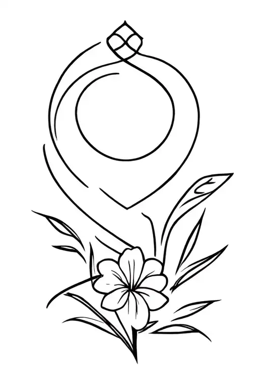 Shanti Symbol Integrated With Unconditional Love Symbol And Freesia Flower