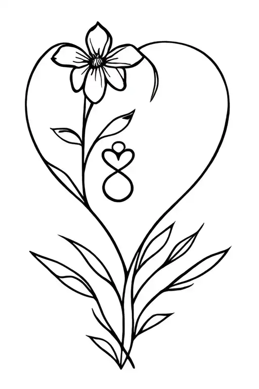 Shanti Symbol Integrated With Unconditional Love Symbol And Freesia Flower