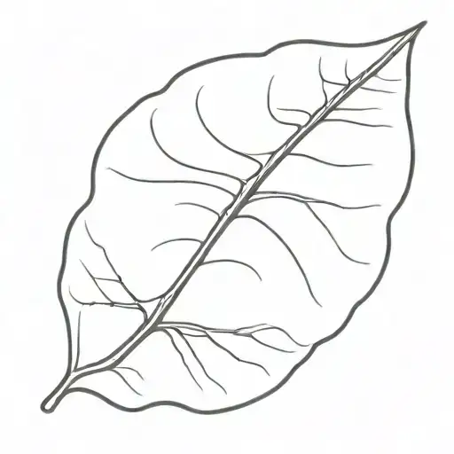 A Minimalist Outline Of A Peepal Plant Leaf With Intricate Dotwork Shading