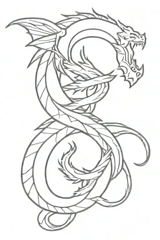 Minimalistic Dragon Tattoo Design Almost Straight