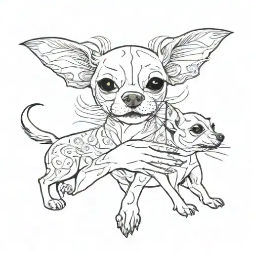 Lady Holding 2 Chihuahua Dog