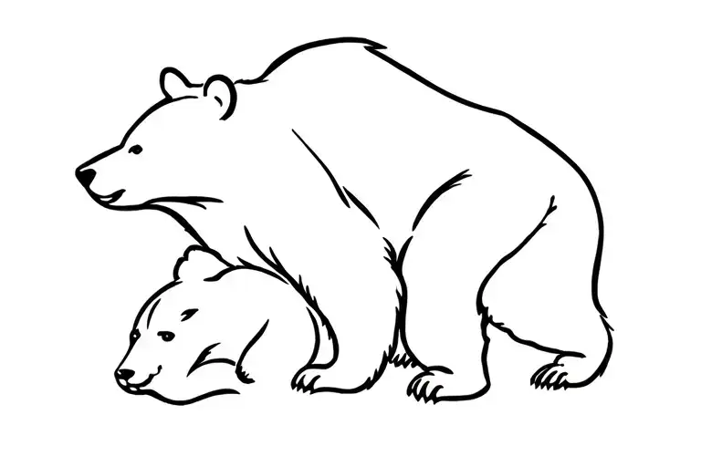 Bear Cub On Mother Bear's Back