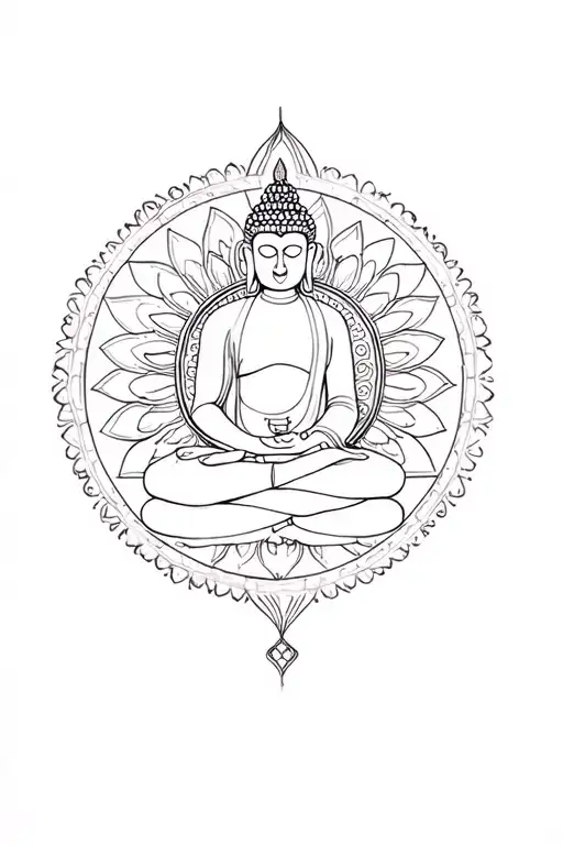 Buddha With Mandala Circle