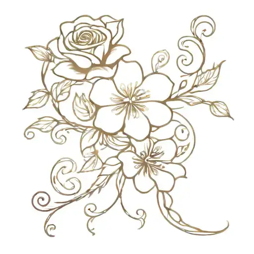 Flower Vine Wrapping With Sparkles And Roses Blooming