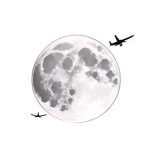 Full Moon With Small Plane Flying Around It