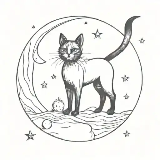 Black Cat On Moon