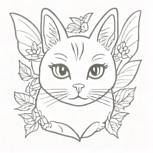 Ghibli Cat With Fairy Wings Drinking Boba