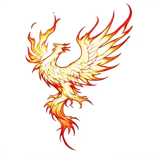 Phoenix Wrapped In Fire Flames