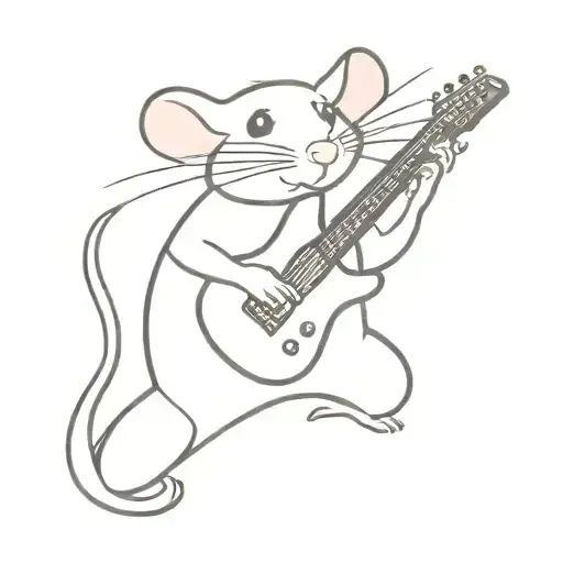Cute Rat Playing Electric Guitar