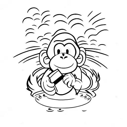 A Monkey Holding A Fire Hose And Extinguishing Flames On A Mountain