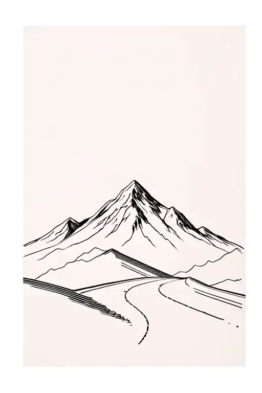 Mountain With Road At Bottom Going Left To Right