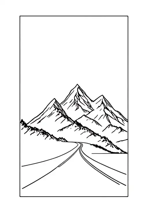 Mountain With Road At Bottom Going Left To Right