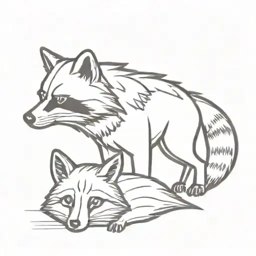 Raccoon And Wolf