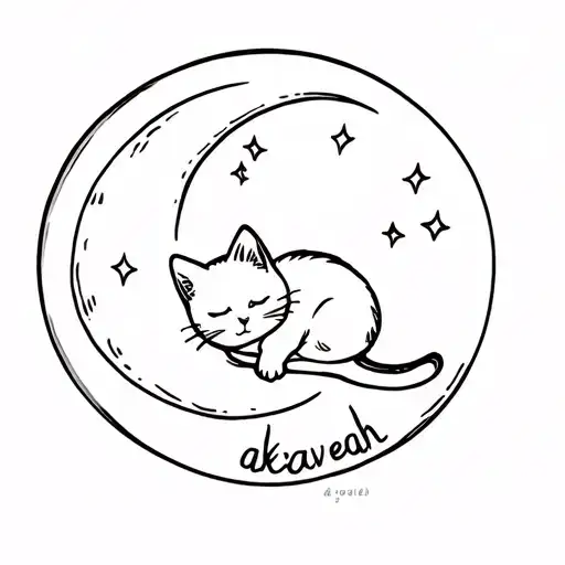 A Kitten Sleeping In The Moon And The Name On The Kitten Is Akaveah