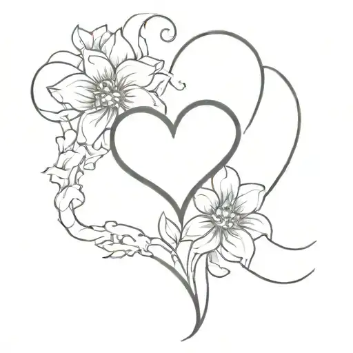 Broken Heart W Blooming Flowers