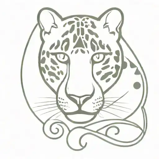 A Minimalist Snow Leopard Design Intertwined With Elements Of Gaming Symbols