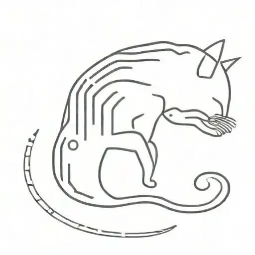 Cat Reaching Out To Question Mark In Binary Code Forming The Shape