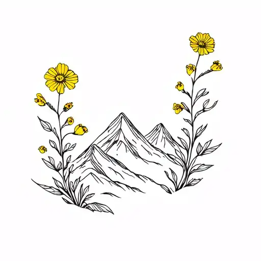 Mountain Valley And Mustard Flower Growing
