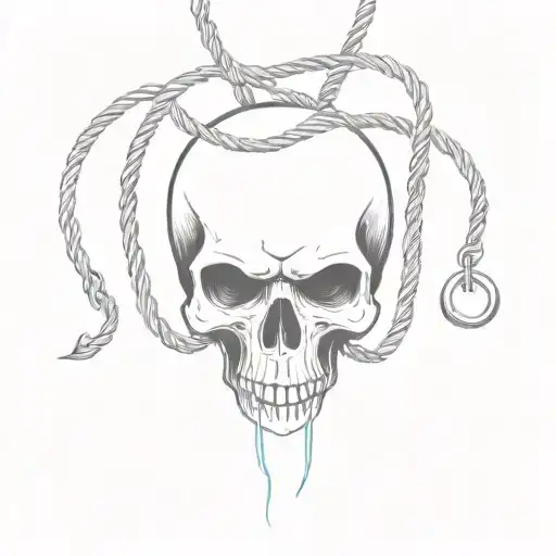 A Minimalist Design Of A Skull Wearing A Noose Pokies Machine