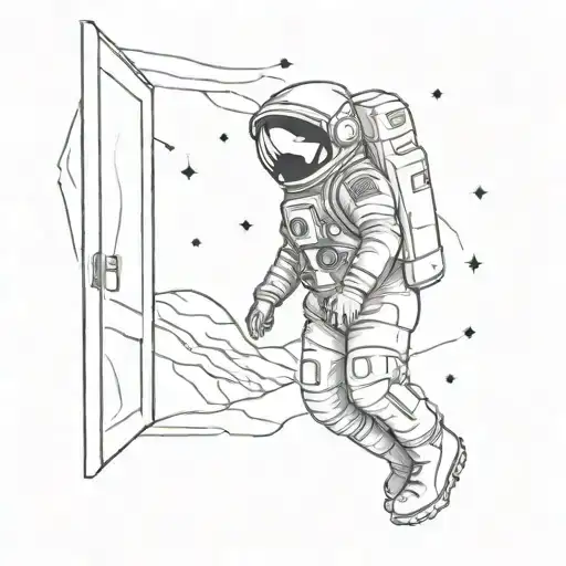 Astronaut Looking At Doorway To Galaxy