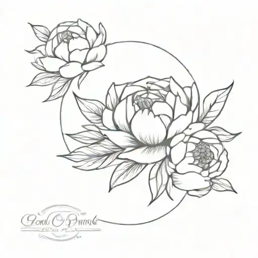 Breast Cancer Ribbon With Peony Flowers