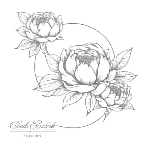 Breast Cancer Ribbon With Peony Flowers Inside