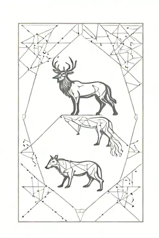 A Geometric Pattern Featuring Wildlife From Greek And Nordic Mythology In A Symmetrical Layout