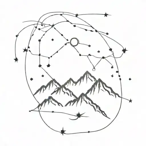 Gemini Mountains And Constellation Intertwined