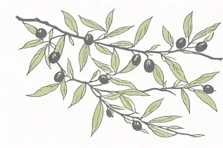 Olive Branch Around The Forearm With A Few Black Olives