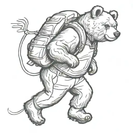 Teddybear Walking Wearing Backpack