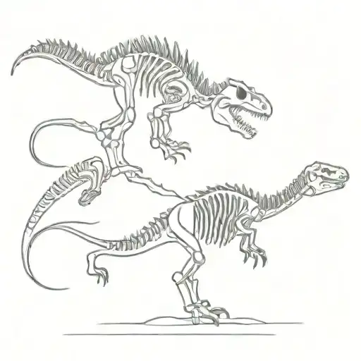 Dinosaur Skeleton Mirroring Eachother