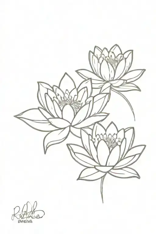 Water Lilly And Violets One Water Lily