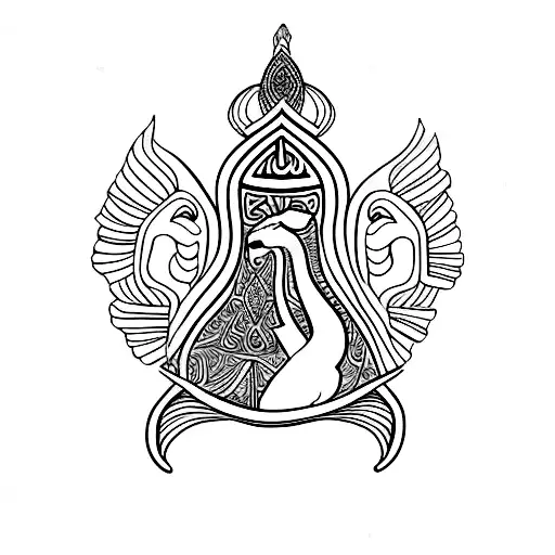 Horse And Swan Inside A Hamsa Hand