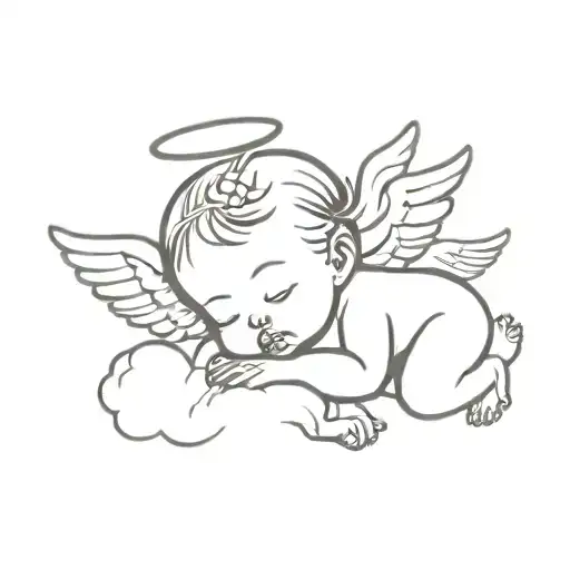 Baby Angel With Wings On A Cloud Mini