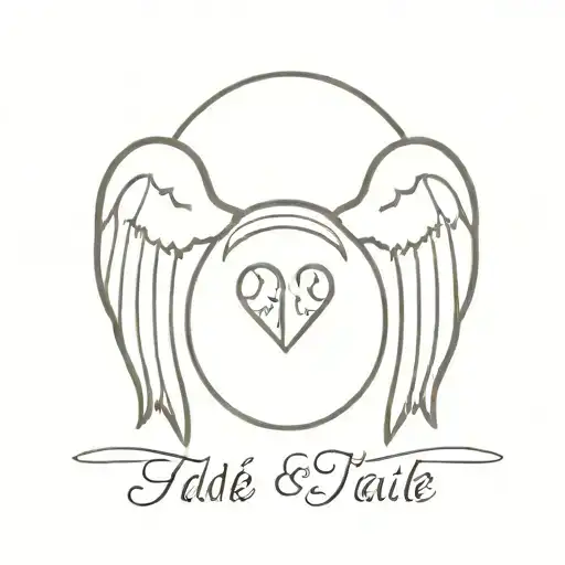 Angel Wings And Halo With Date In Middle Of Wings
