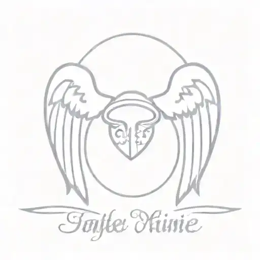 Angel Wings And Halo With Date In Middle Of Wings
