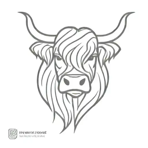 A Minimalist Design Of A Highland Cow With A Celtic Knot Incorporated Into Its Fur Pattern