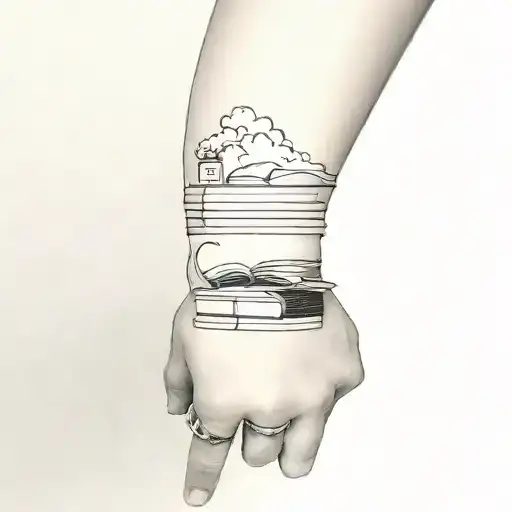 Arm Bracelet With Books Surrounded By Smoke Rising