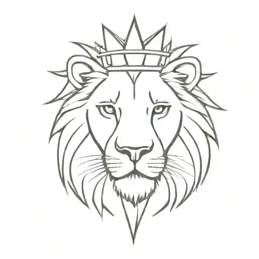 Lion Using A Crown And A Sun In The Forehead